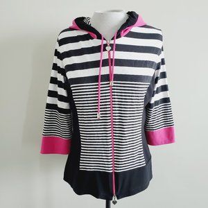 JOSEPH RIBKOFF Striped Zip Hoodie